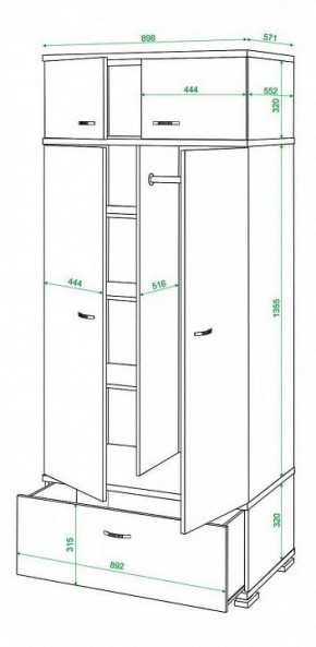 Шкаф платяной Домино КС-20 в Пуровске - purovsk.mebel24.online | фото 3