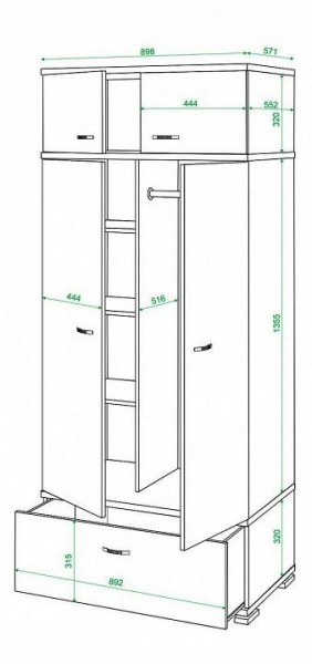 Шкаф платяной Домино КС-20 в Пуровске - purovsk.mebel24.online | фото 2