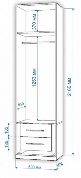 Шкаф платяной Нобиле Пл-60/60 в Пуровске - purovsk.mebel24.online | фото 2