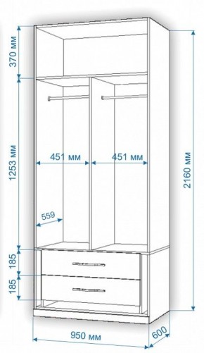 Шкаф платяной Нобиле Пл-95/60 в Пуровске - purovsk.mebel24.online | фото 2