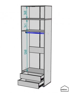 Шкаф с антресолью Linnea MHR-2A-3 2450х800х510 (Графит-М 11.1.25) в Пуровске - purovsk.mebel24.online | фото 3
