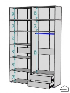Шкаф с антресолью Linnea MHR-4A-2 2450х1600х510 (Графит-М 11.1.25) в Пуровске - purovsk.mebel24.online | фото 3