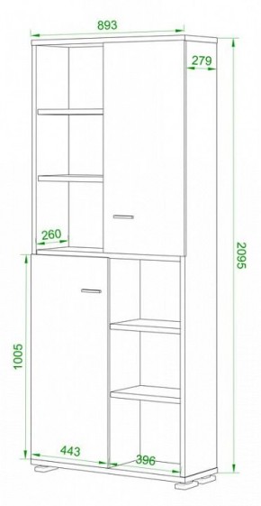 Стеллаж комбинированный Домино ПУ-30-2 в Пуровске - purovsk.mebel24.online | фото 2