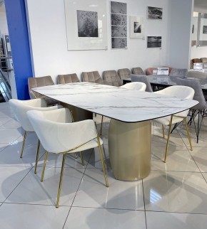 Стол BRONTE 220 KL-188 Контрастный мрамор матовый, итальянская керамика/ Шампань, ®DISAUR в Пуровске - purovsk.mebel24.online | фото 3