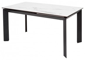 Стол CREMONA 140 HIGH GLOSS STATUARIO Белый мрамор глянцевый, керамика/ черный каркас, ®DISAUR в Пуровске - purovsk.mebel24.online | фото 1