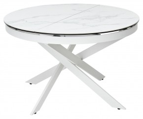 Стол TRENTO 120 HIGH GLOSS STATUARIO Белый мрамор глянцевый, керамика/ белый каркас, ®DISAUR в Пуровске - purovsk.mebel24.online | фото 1