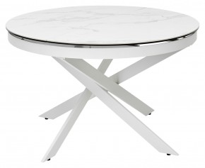 Стол TRENTO 120 HIGH GLOSS STATUARIO Белый мрамор глянцевый, керамика/ белый каркас, ®DISAUR в Пуровске - purovsk.mebel24.online | фото 2