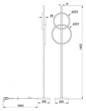 Торшер Arte Lamp Fluido A3913PN-24BK в Пуровске - purovsk.mebel24.online | фото 2