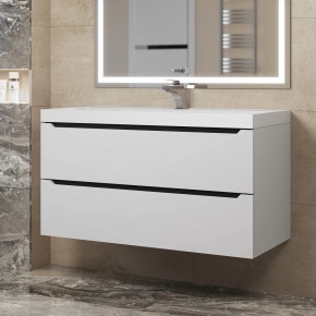 Тумба под раковину Uperwood Tanos 100 см, подвесная, белая/графит в Пуровске - purovsk.mebel24.online | фото