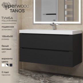 Тумба под раковину Uperwood Tanos 100 см, подвесная, черная матовая в Пуровске - purovsk.mebel24.online | фото 3
