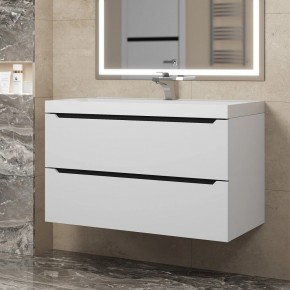 Тумба под раковину Uperwood Tanos 90 см, подвесная, белая/графит в Пуровске - purovsk.mebel24.online | фото