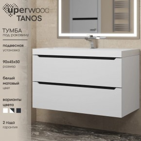 Тумба под раковину Uperwood Tanos 90 см, подвесная, белая/графит в Пуровске - purovsk.mebel24.online | фото 3