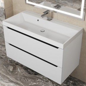 Тумба под раковину Uperwood Tanos 90 см, подвесная, белая/графит в Пуровске - purovsk.mebel24.online | фото 9
