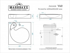 Умывальник над стиральной машиной (600*600х100) Лилия V60 (белый) с кронштейном без сифона (V60) в Пуровске - purovsk.mebel24.online | фото 2